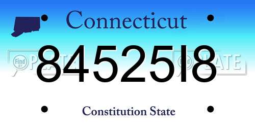 84525I8 Connecticut License Plate