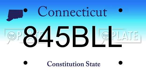 845BLL Connecticut License Plate