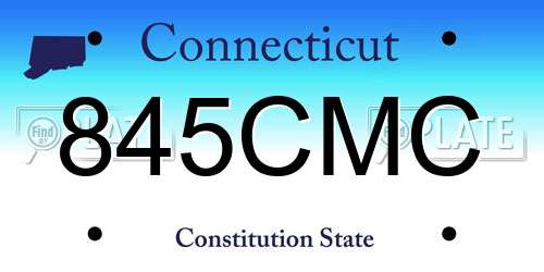 845CMC Connecticut License Plate