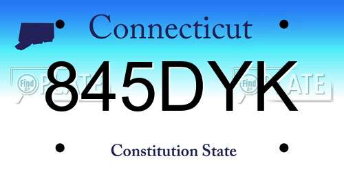 845DYK Connecticut License Plate