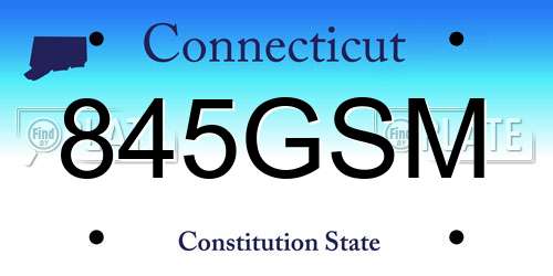 845GSM Connecticut License Plate