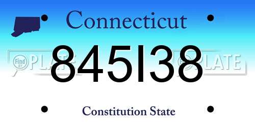 845I38 Connecticut License Plate