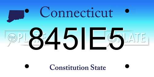 845IE5 Connecticut License Plate