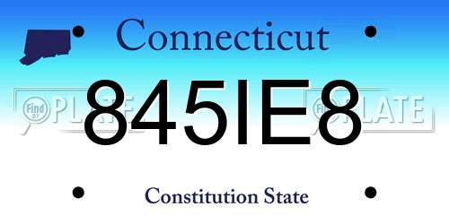 845IE8 Connecticut License Plate