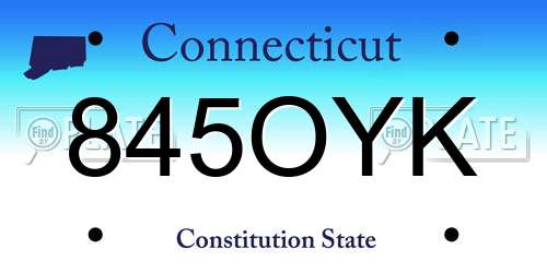 845OYK Connecticut License Plate