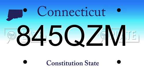 845QZM Connecticut License Plate