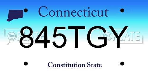 845TGY Connecticut License Plate