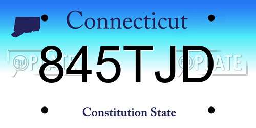 845TJD Connecticut License Plate