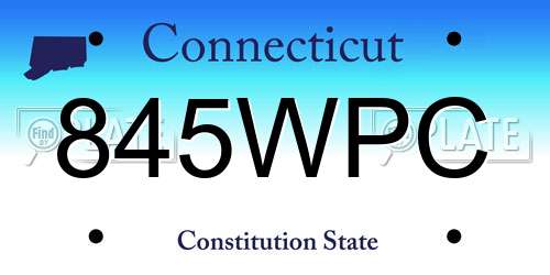 845WPC Connecticut License Plate