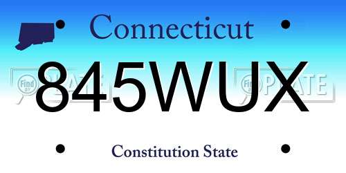 845WUX Connecticut License Plate