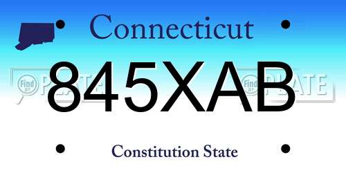 845XAB Connecticut License Plate