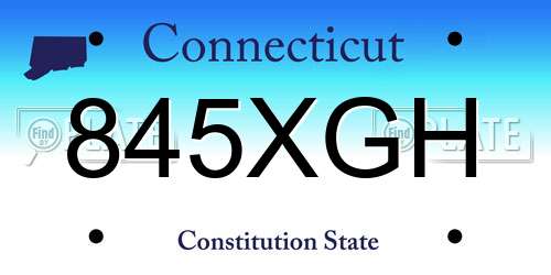 845XGH Connecticut License Plate