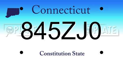 845ZJ0 Connecticut License Plate