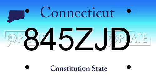 845ZJD Connecticut License Plate