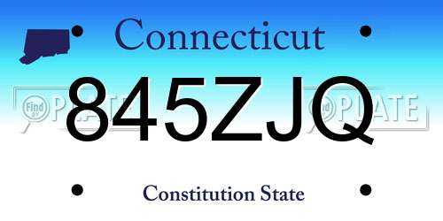 845ZJQ Connecticut License Plate