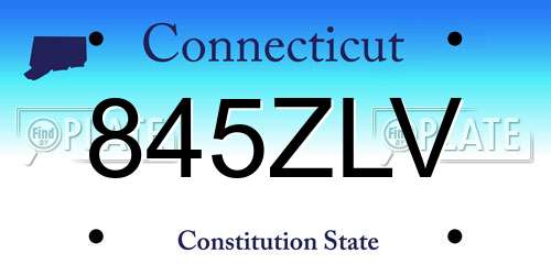 845ZLV Connecticut License Plate