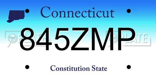 845ZMP Connecticut License Plate
