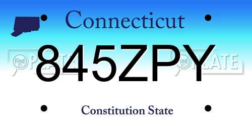 845ZPY Connecticut License Plate