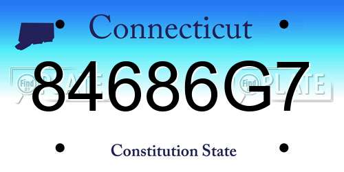 84686G7 Connecticut License Plate