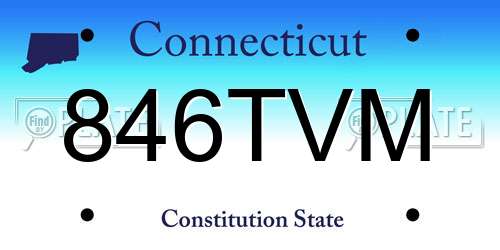 846TVM Connecticut License Plate