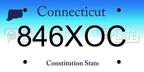 846XOC Connecticut License Plate