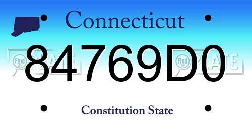 84769D0 Connecticut License Plate