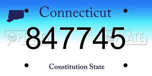 847745 Connecticut License Plate