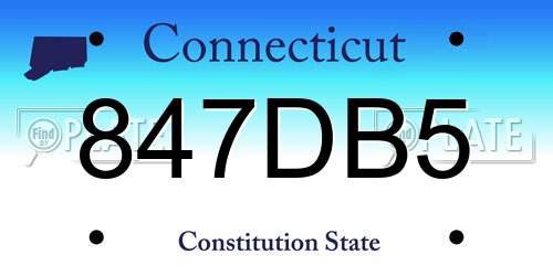 847DB5 Connecticut License Plate