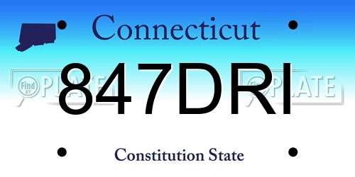 847DRI Connecticut License Plate