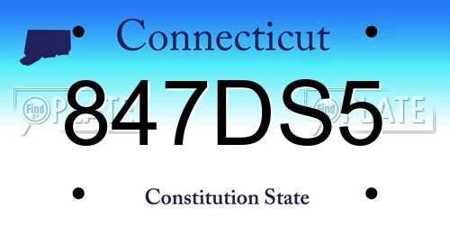 847DS5 Connecticut License Plate