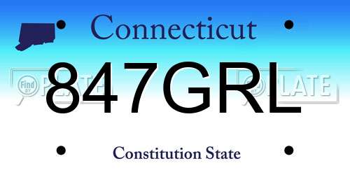847GRL Connecticut License Plate