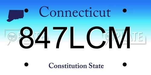847LCM Connecticut License Plate