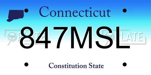 847MSL Connecticut License Plate