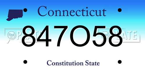 847O58 Connecticut License Plate
