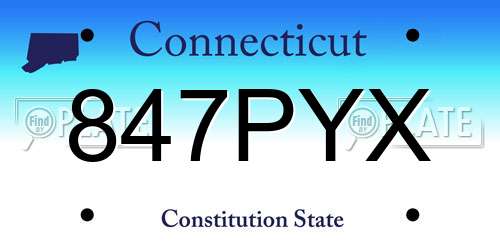 847PYX Connecticut License Plate