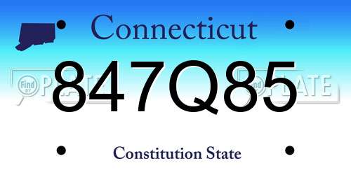 847Q85 Connecticut License Plate