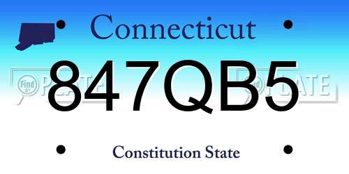 847QB5 Connecticut License Plate