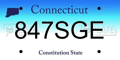 847SGE Connecticut License Plate