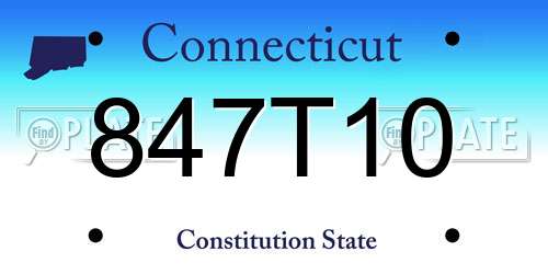 847T10 Connecticut License Plate