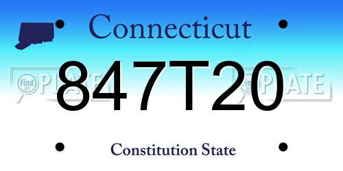 847T20 Connecticut License Plate