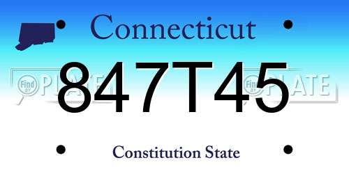 847T45 Connecticut License Plate