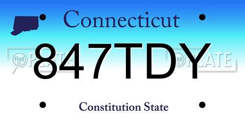 847TDY Connecticut License Plate