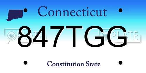 847TGG Connecticut License Plate