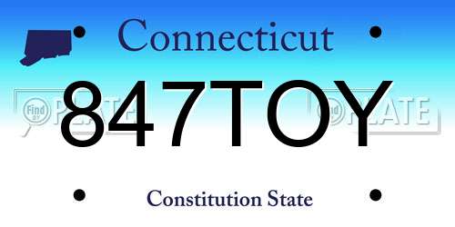 847TOY Connecticut License Plate
