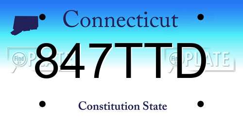 847TTD Connecticut License Plate