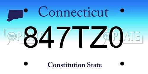 847TZ0 Connecticut License Plate