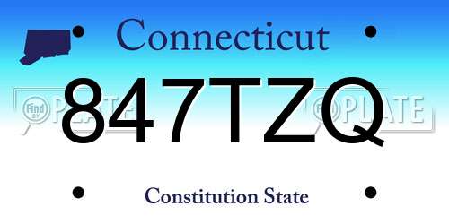 847TZQ Connecticut License Plate