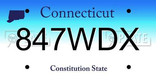 847WDX Connecticut License Plate