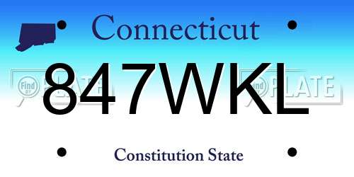 847WKL Connecticut License Plate