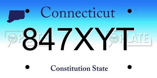 847XYT Connecticut License Plate